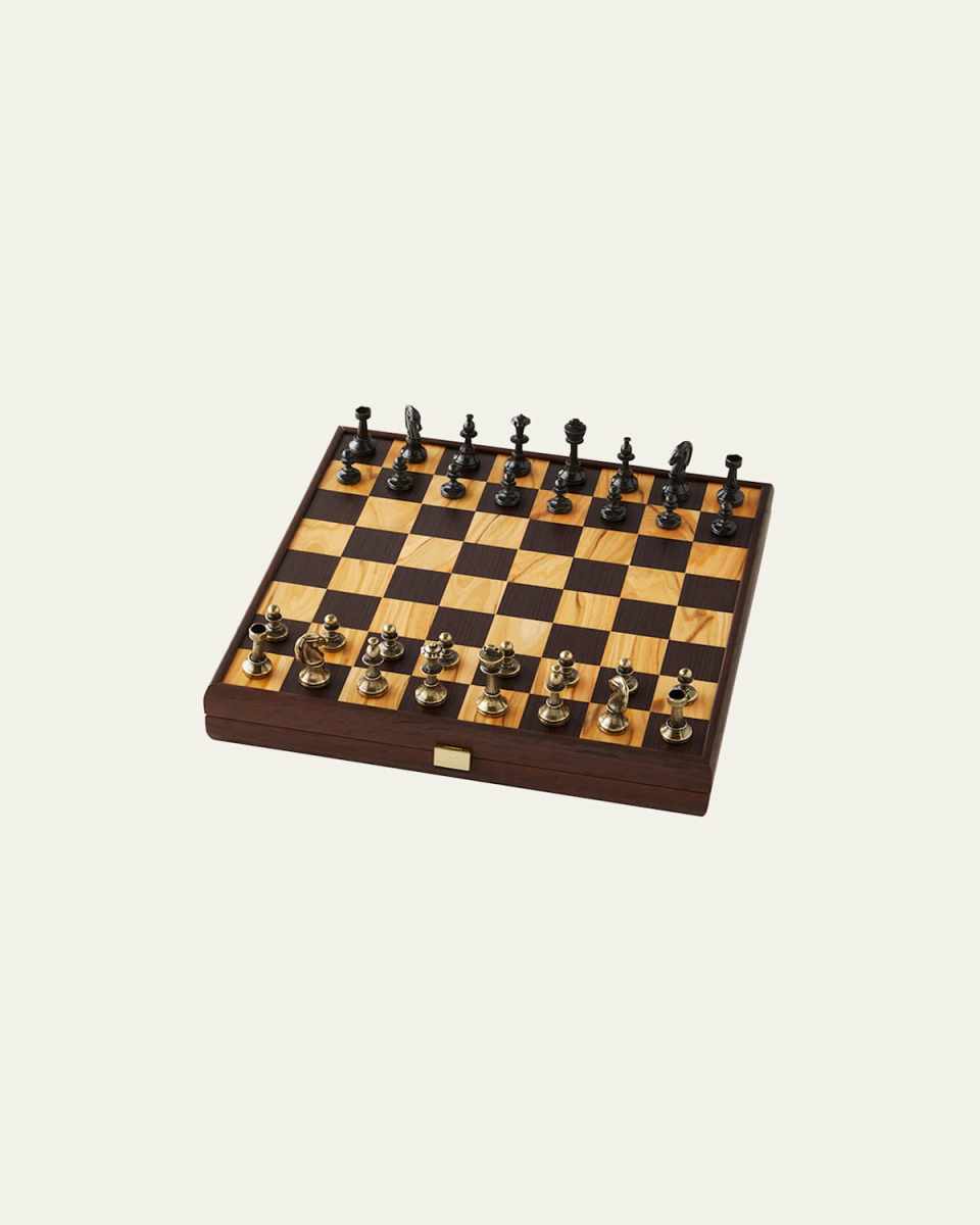 Olive Burl Inlaid Wooden Chessboard Set